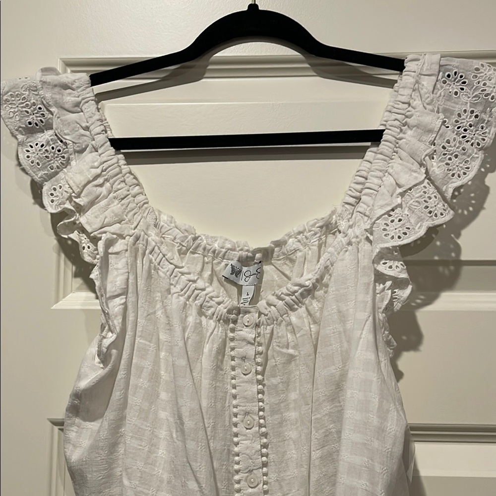White Ruffled Women's Top - Picture 2 of 5